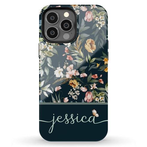 Elegant Flowers Custom Name iPhone Case