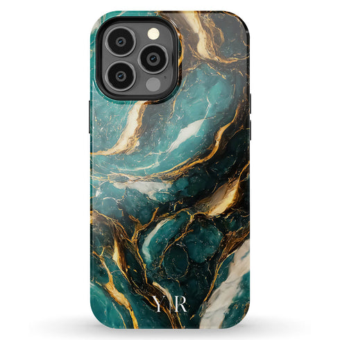 Cracked Marble Custom Initials iPhone Case