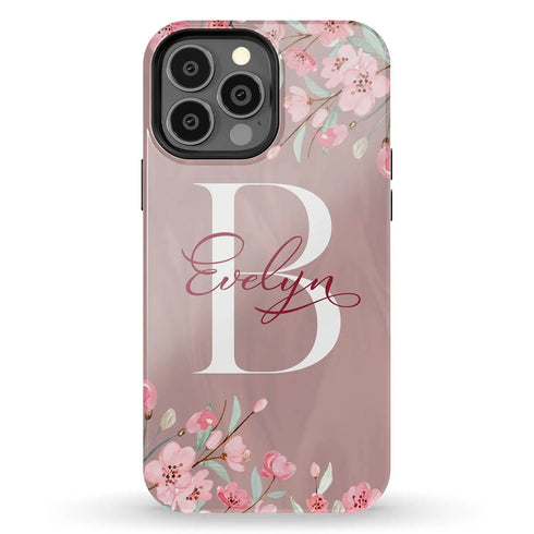 Cherry Blossom Monogram Personalized iPhone Case