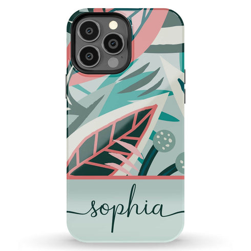 Tropical Flowers Custom Name iPhone Case