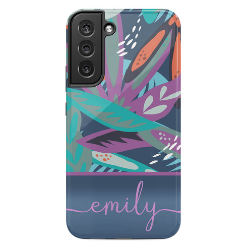 Tropical Flowers Custom Name Galaxy Case