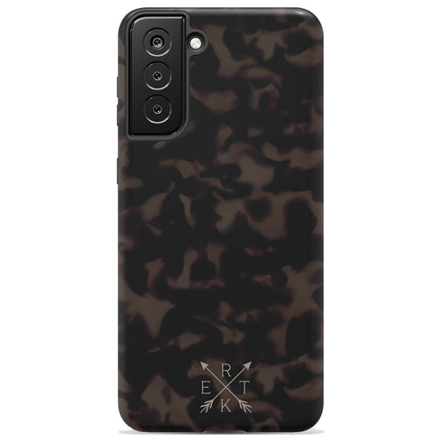 Dark Tortoiseshell Custom Crossed Arrows Initials Galaxy Case