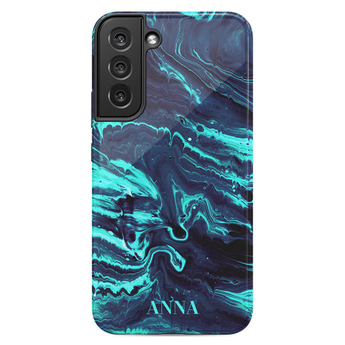 Turquoise Abstract Marble Custom Name Galaxy Case