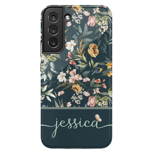 Elegant Flowers Custom Name Galaxy Case