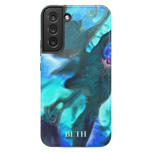 Turquoise Opal Marble Custom Name Galaxy Case
