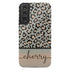 Grey & Peach Personalized Name Leopard Galaxy Case