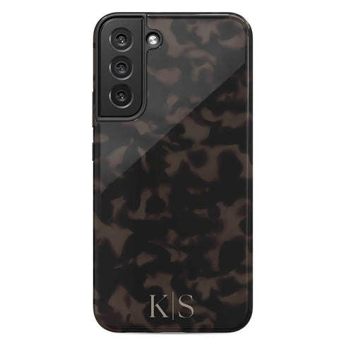 Dark Tortoiseshell Custom Initials Galaxy Case