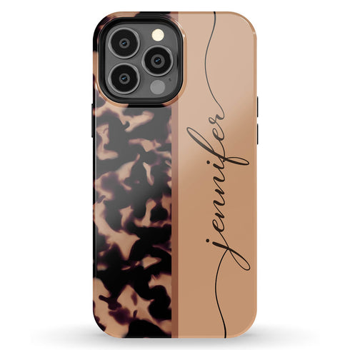 Tortoiseshell Custom Calligraphy Name iPhone Case