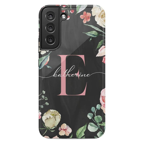 Monogram Roses Personalized Galaxy Case