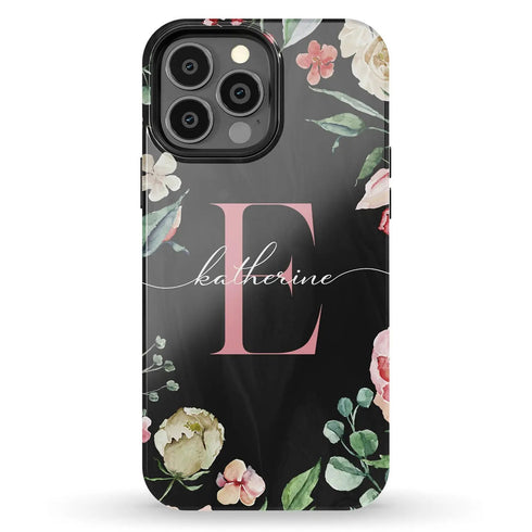 Monogram Roses Personalized iPhone Case