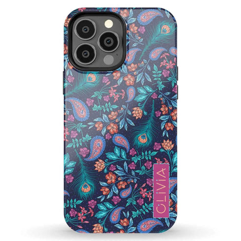 Paisley Peacock Custom Name iPhone Case