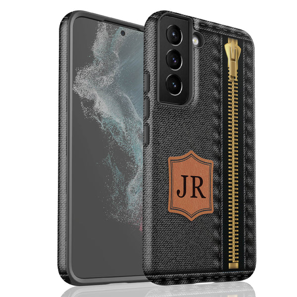 Personalized Denim Zipper Leather Patch Galaxy Case