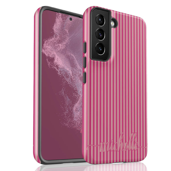 Custom Name Cute Chic Vertical Stripes Galaxy Case