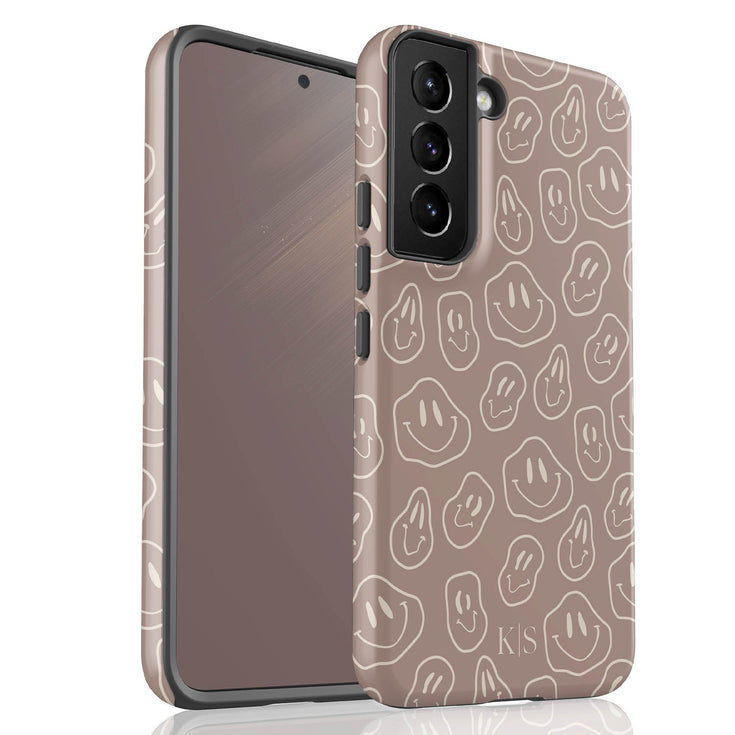 Melting Smiley Face Custom Initials Galaxy Case