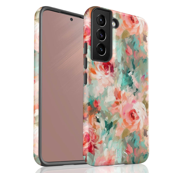 Custom Initials Rose Bouquet Cottagecore Galaxy Case