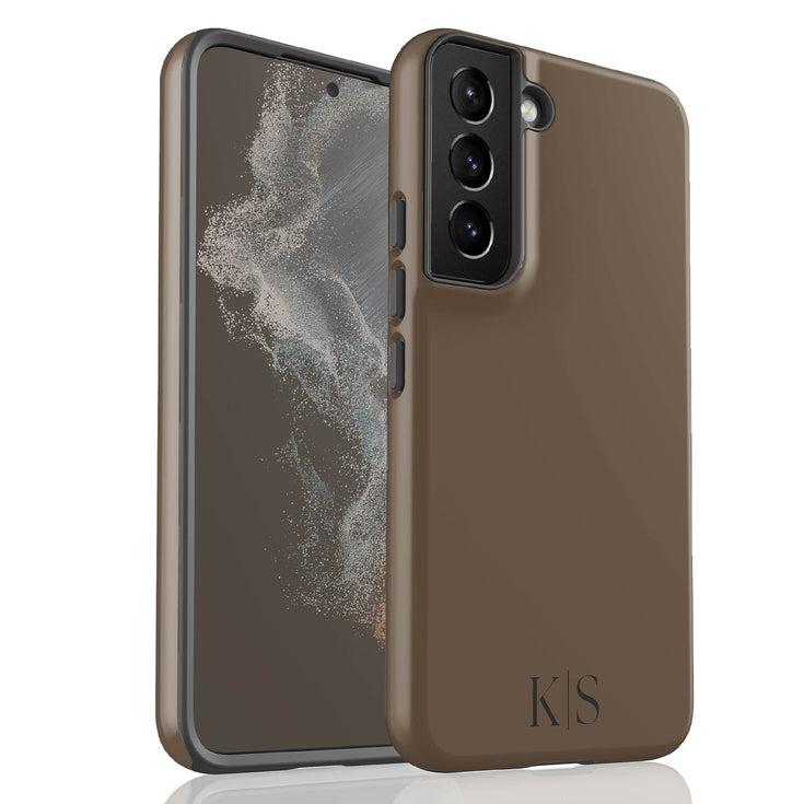 Custom Initials Earth Tones Monogram Galaxy Case - Dark