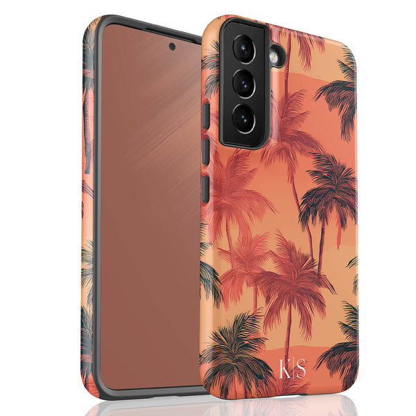 Custom Initials Tropical Blush Palm Trees Galaxy Case