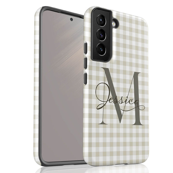 Custom Gingham Name & Initials Galaxy Case