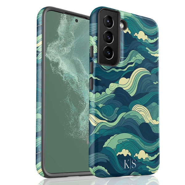 Custom Initials Tropical Turquoise Ocean Waves Galaxy Case