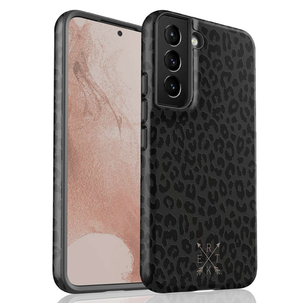Dark Leopard Crossed Arrows Initials Galaxy Case
