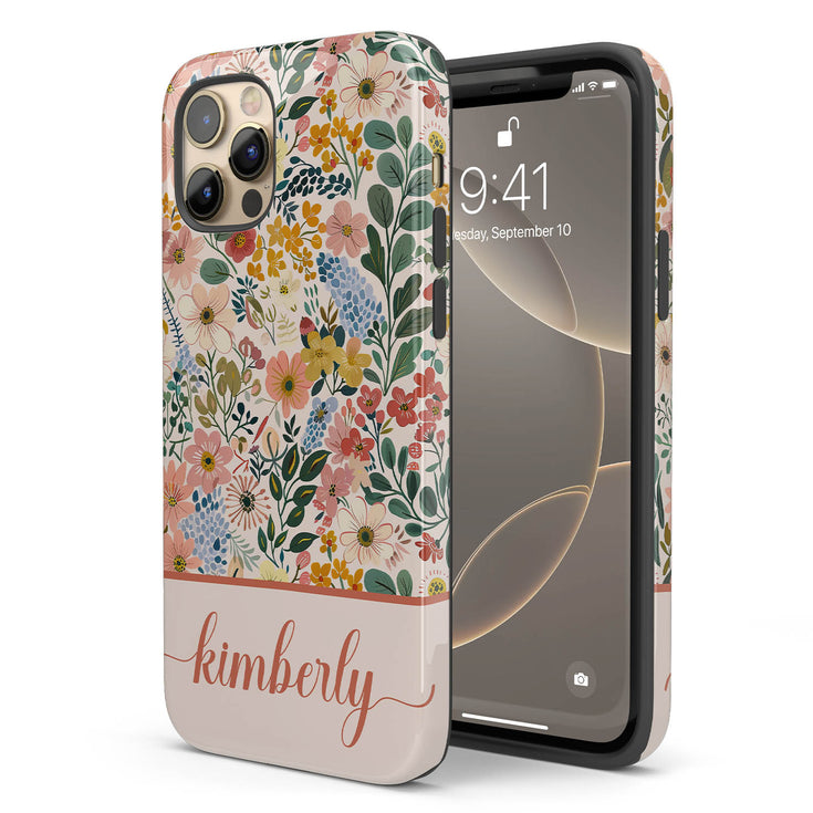 Custom Name Boho Chic Paradise Floral iPhone Case