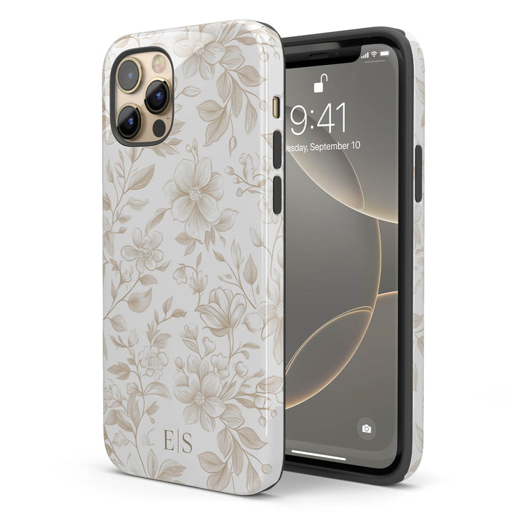 Custom Initials French Toile De Jouy iPhone Case V3