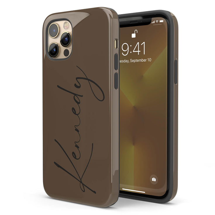 Custom Signature Name Earth Tones iPhone Case - Dark