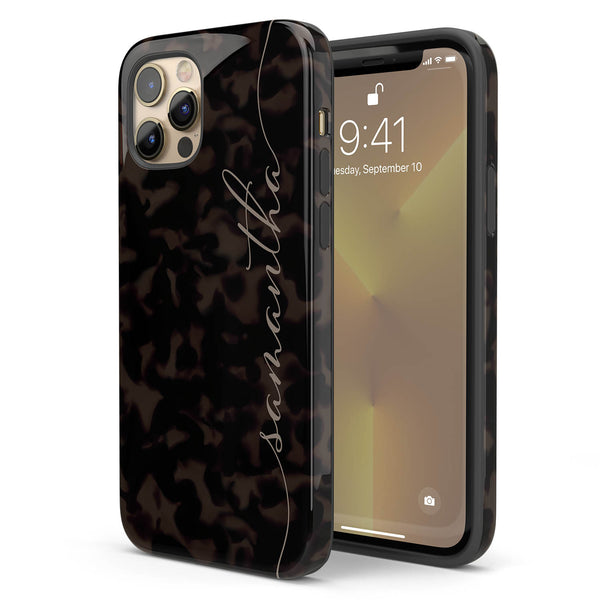 Custom Tortoiseshell Calligraphy Name iPhone Case