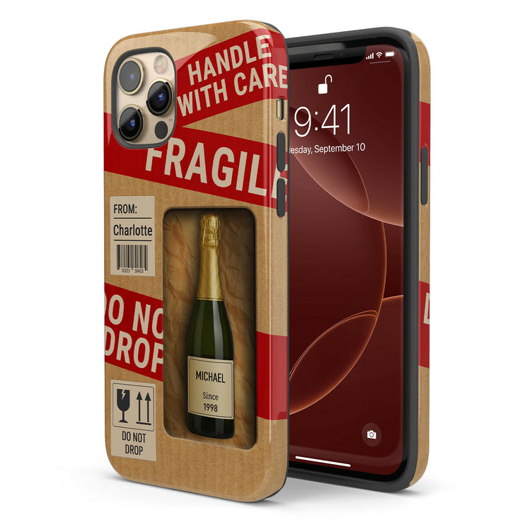 Personalized Fragile Wine Bottle iPhone Case