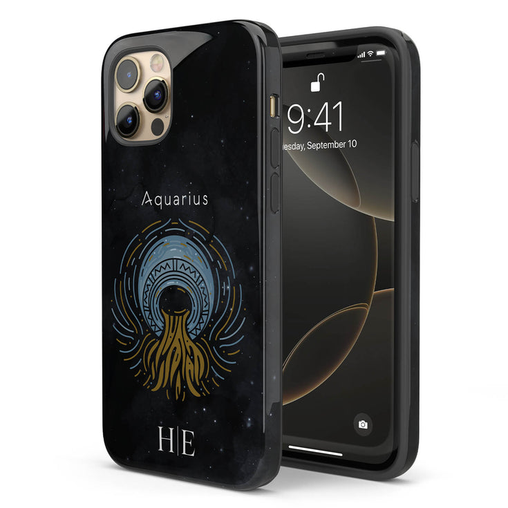 Personalized Black Zodiac Horoscope Sign iPhone Case