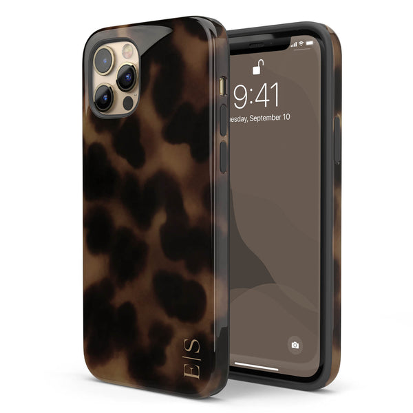 Personalized Amber Tortoise Vertical Initials iPhone Case