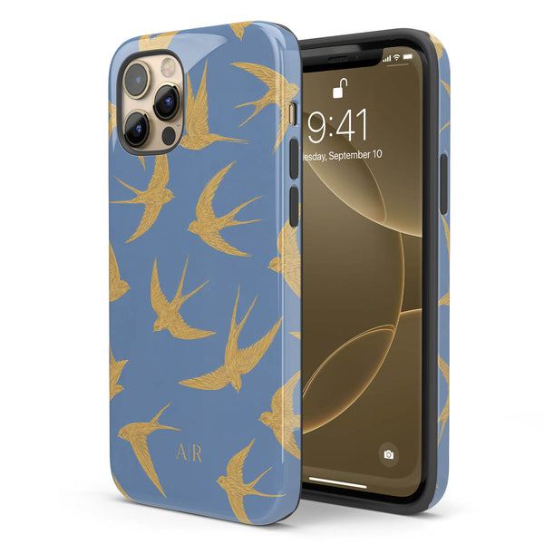 Personalized Golden Swallows iPhone Case