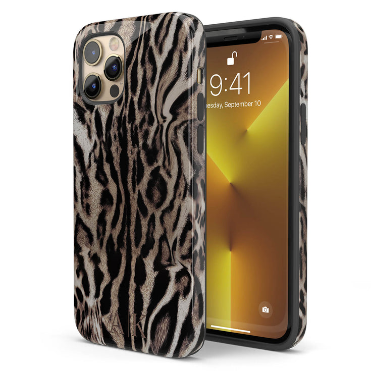 Custom Monogram Initials Chic Tiger iPhone Case