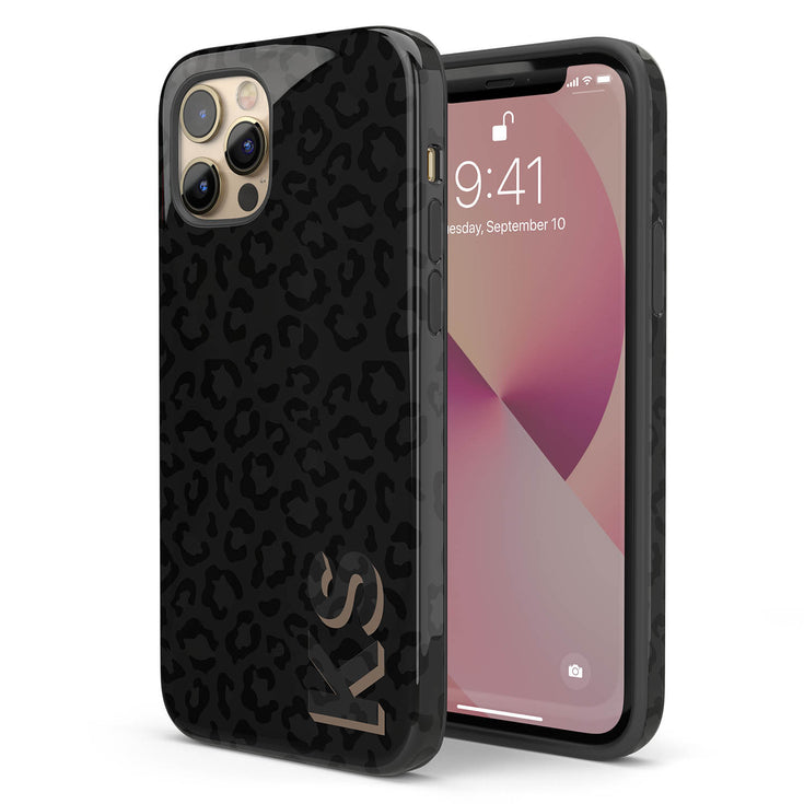 3D Custom Name Dark Leopard iPhone Case