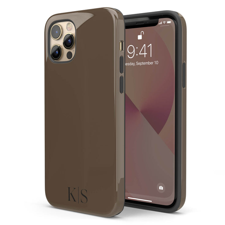 Custom Initials Earth Tones Monogram iPhone Case - Dark