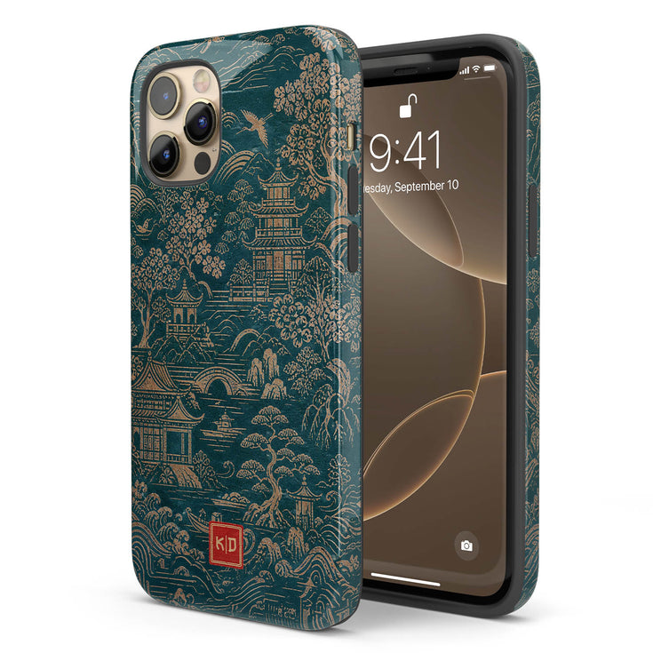 Personalized Golden Pagoda Garden iPhone Case