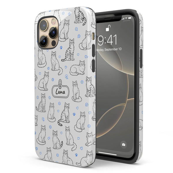 Personalized Cat Doodle Tag iPhone Case