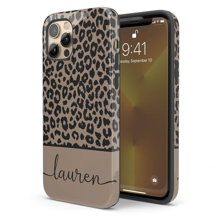 Boho Leopard Custom Name iPhone Case