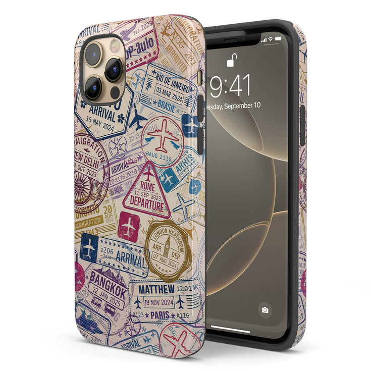Personalized Travel Stamp iPhone Case - Name, Date & Favorite City