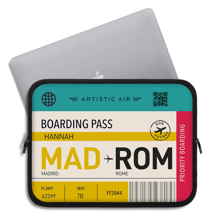 Personalized Boarding Pass Laptop Sleeve