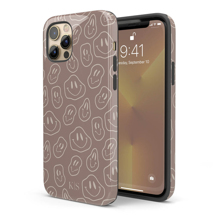 Melting Smiley Face Custom Initials iPhone Case
