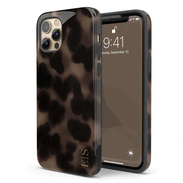 Personalized Smoky Tortoise Vertical Initials iPhone Case