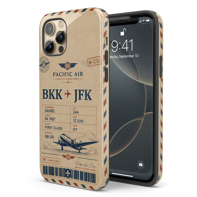 Personalized Vintage Airline Ticket iPhone Case