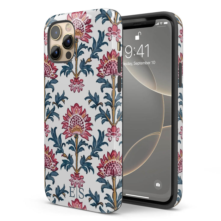 Custom Initials Boho Indian Jaipur Block Print iPhone Case