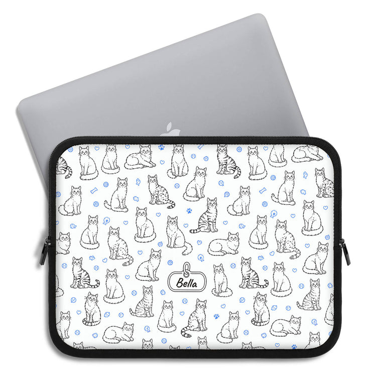Personalized Cat Doodle Tag Laptop Sleeve