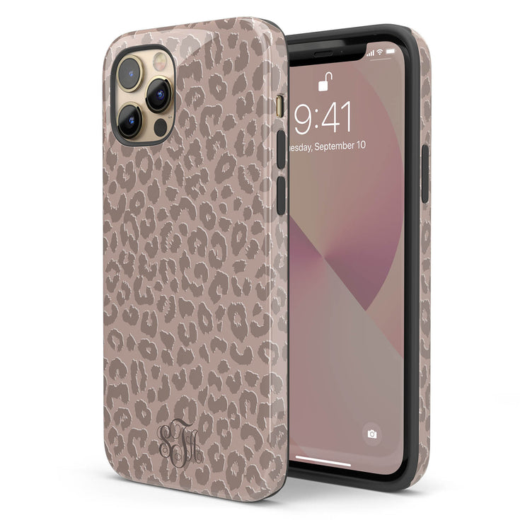 Nude Leopard Custom Monogram iPhone Case