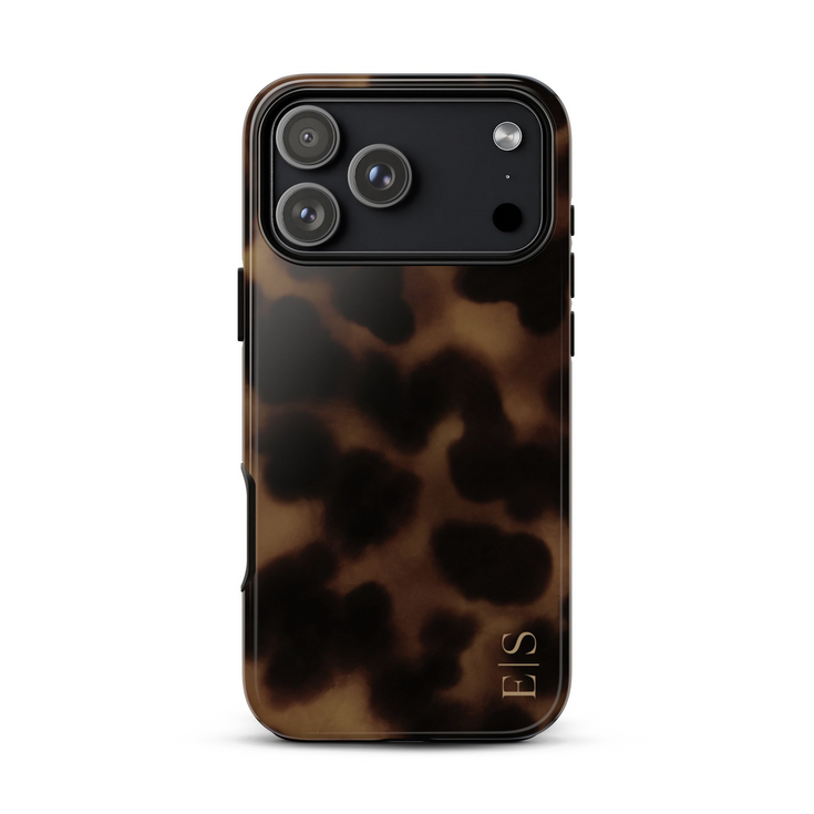 Personalized Amber Tortoise Vertical Initials iPhone Case