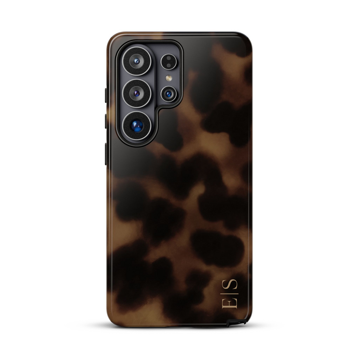 Personalized Amber Tortoise Vertical Initials Galaxy Case