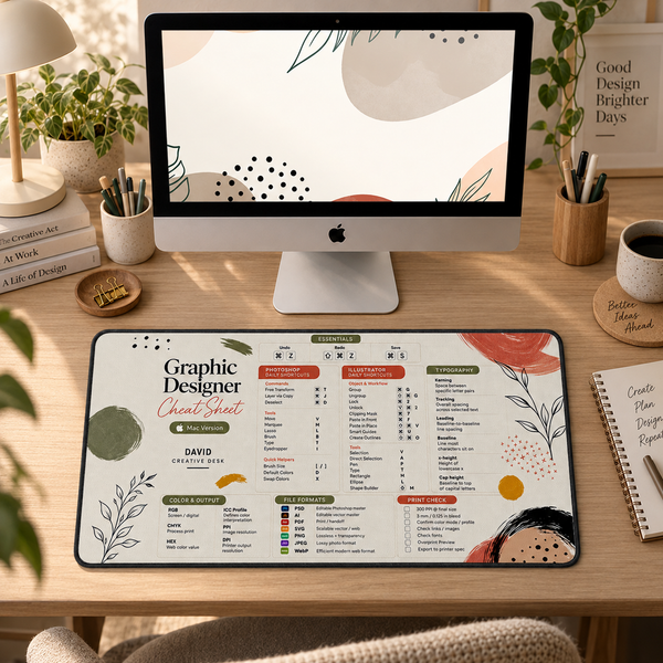 Personalized Designer Cheat Sheet - Studio Bloom Desk Mat