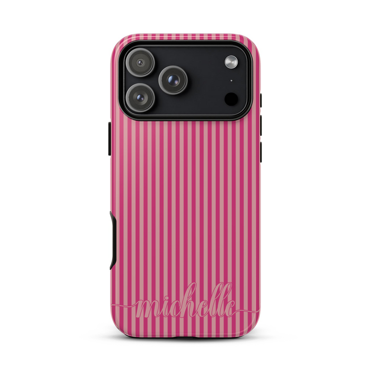 Custom Name Cute Chic Vertical Stripes iPhone Case
